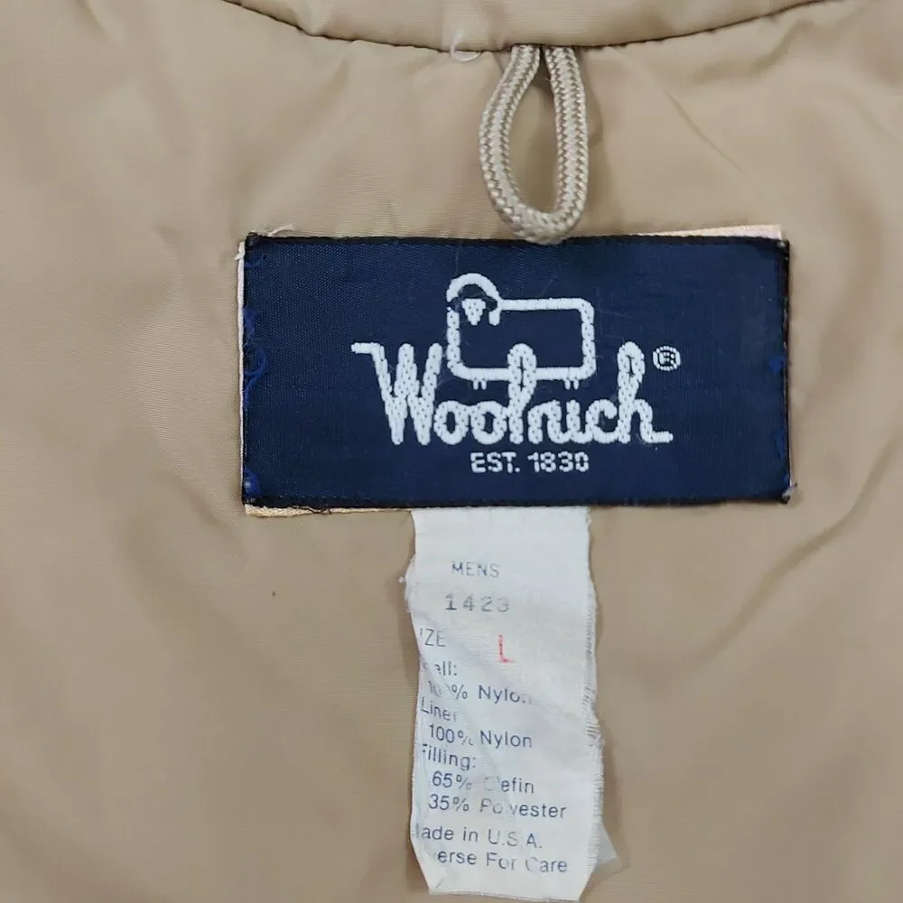 Vintage Woolrich Jacket Large Blue Hooded Full Zip Snap Insulated Nylon Outdoor